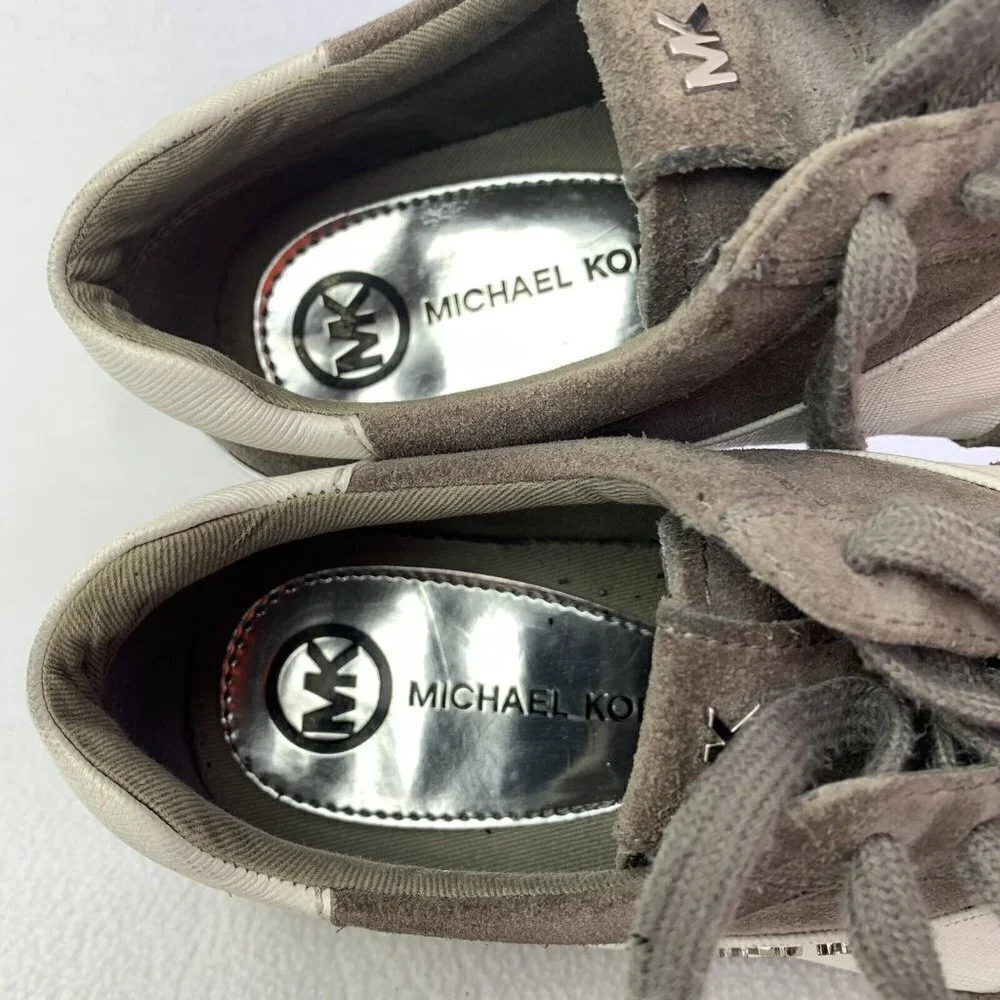 Michael Kors Women's Size 8M Gray Suede Trainer Fashion Sneakers Read